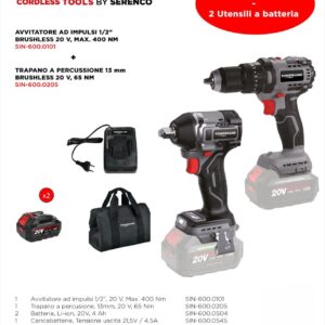 Kit Avvitatore ad impulsi 1/2” + Trapano a percussione 13 mm
