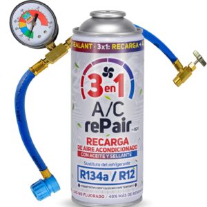 Kit Ricarica e Riparazione aria condizionata auto. Manometro incluso